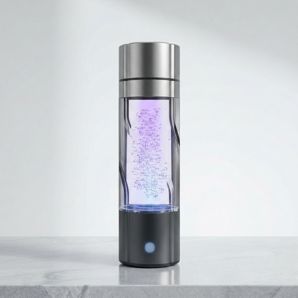 Hydrogen water bottle standing beside the HERO Purity 200-110