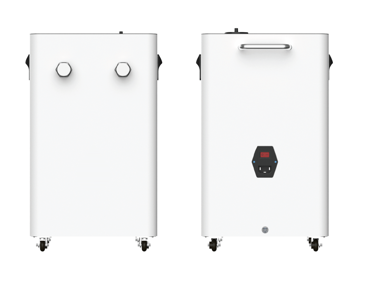 HERO Bath hydrogen bath system shown as a standalone unit with its hose and control panel.
